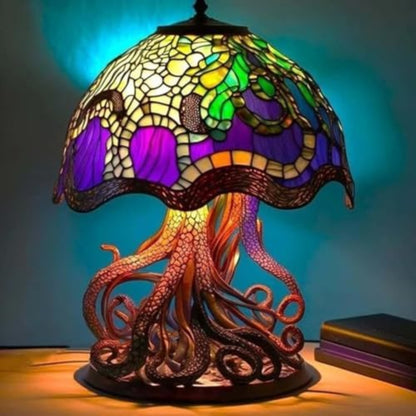 Tiffany-Style Stained Glass Mushroom And Animal Lamp