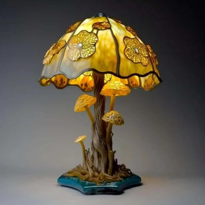 Tiffany-Style Stained Glass Mushroom And Animal Lamp