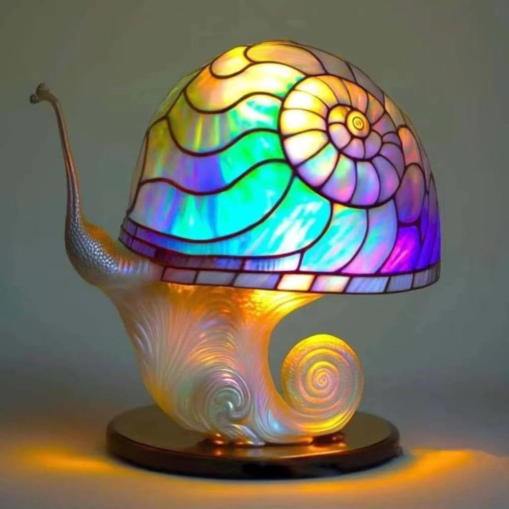 Tiffany-Style Stained Glass Mushroom And Animal Lamp