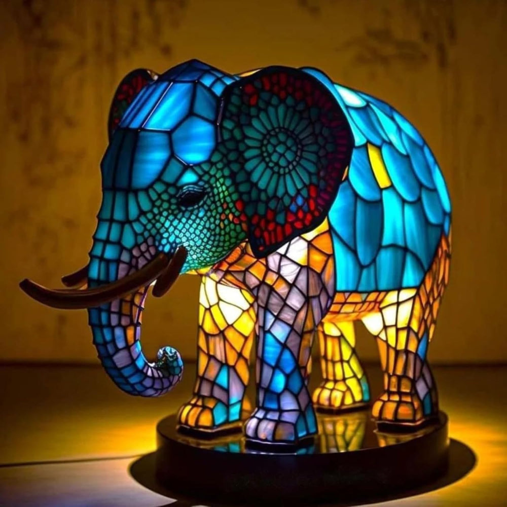 Tiffany-Style Stained Glass Mushroom And Animal Lamp