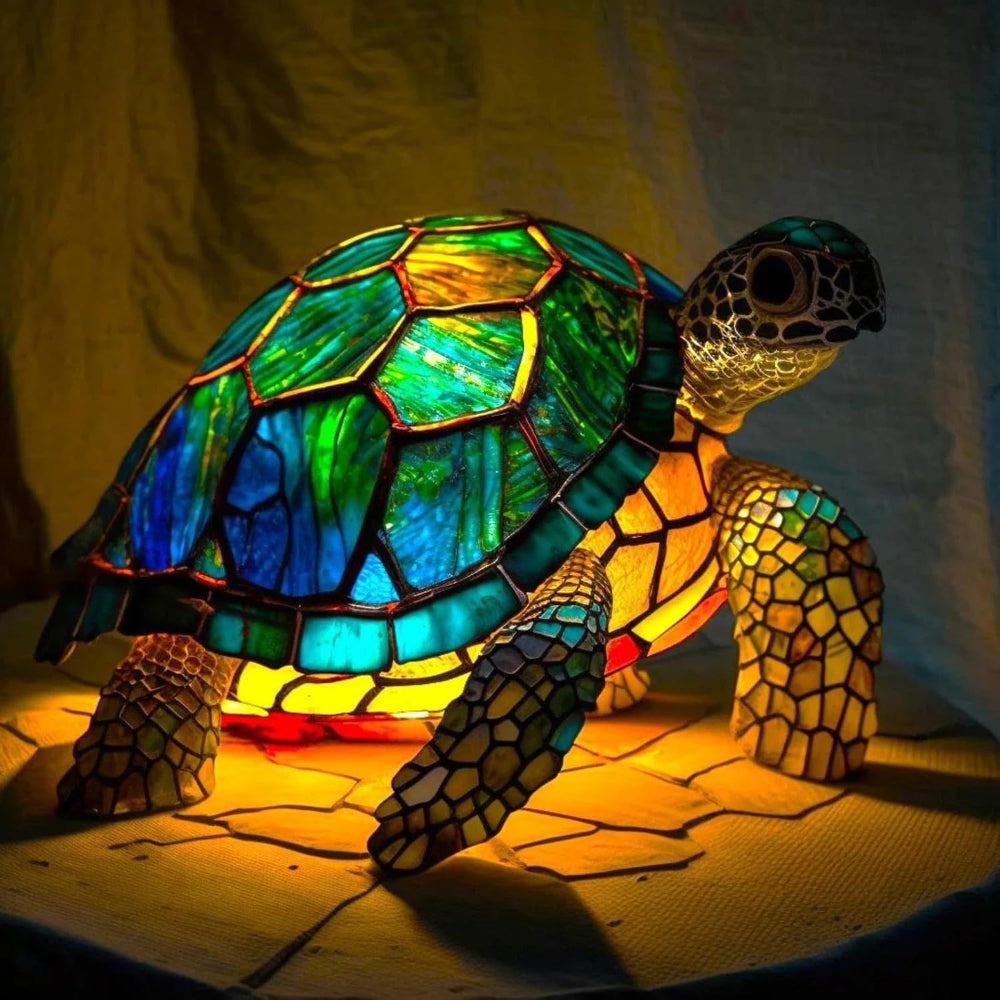 Tiffany-Style Stained Glass Mushroom And Animal Lamp