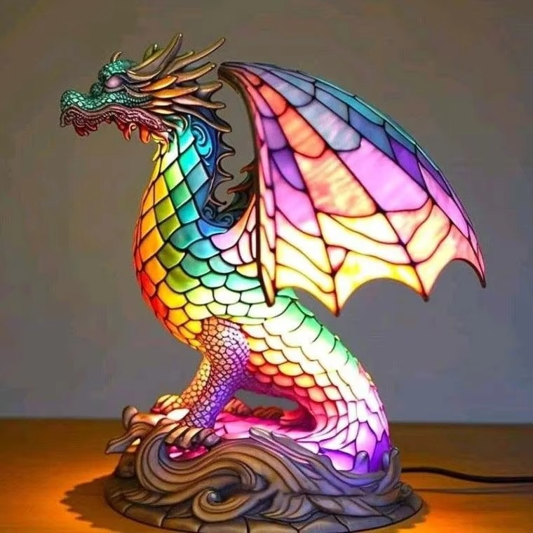 Tiffany-Style Stained Glass Animal & Fantasy Lamps